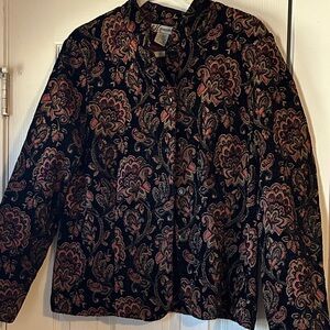 Vintage Dressbarn Black and Pink Floral Jacket